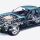 Porsche 928 cutaway with a clear view of the transaxle on the rear axle. Photo credit: Porsche